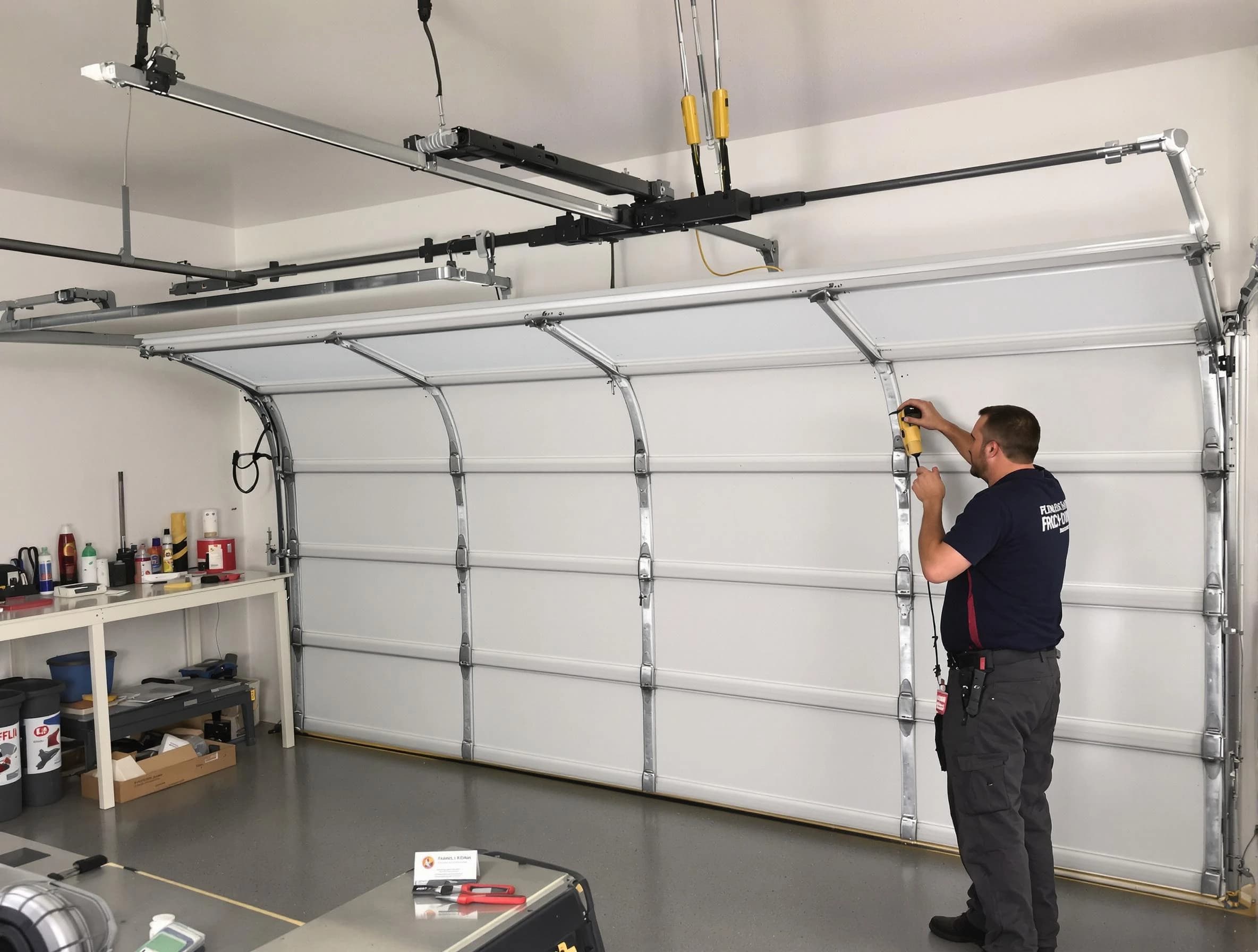 Aurora Garage Door Repair certified technician performing overhead door system repair in Aurora