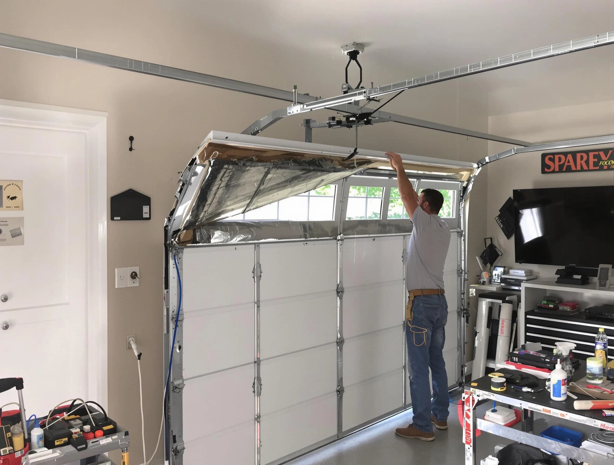 Garage door section replacement by Aurora Garage Door Repair in Aurora