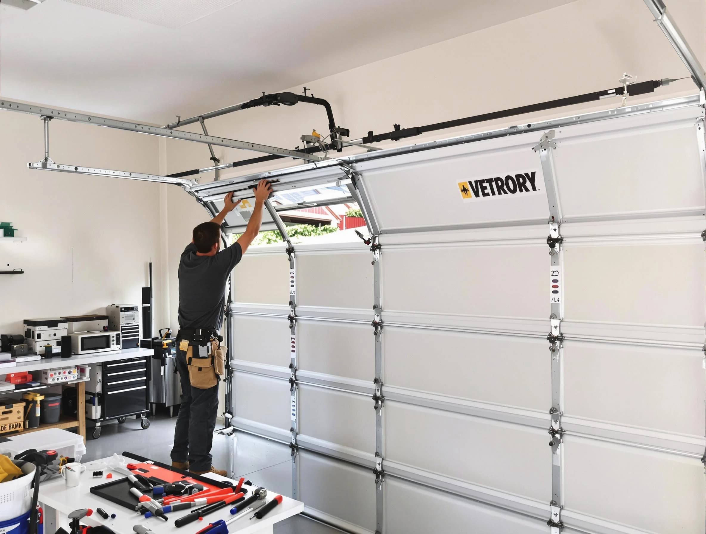 Aurora Garage Door Repair technician performing section replacement in Aurora
